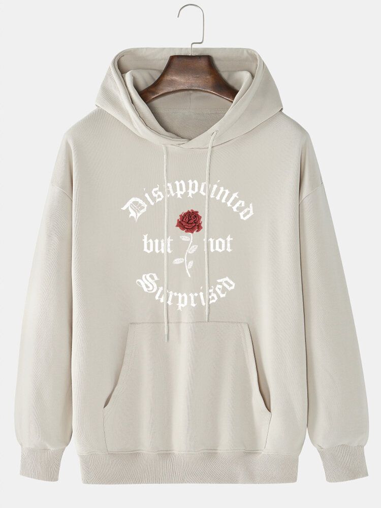 Lässiger Kapuzenpullover Mit Kordelzug Aus 100 % Baumwolle Mit Rosen-slogan Und Grafikdruck Für Herren