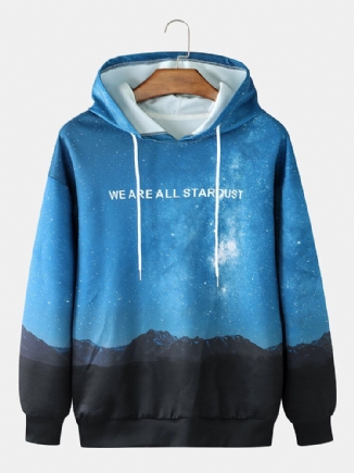 Lässiger Kapuzenpullover Mit Kordelzug Und Slogan Night Scenery Print Für Herren