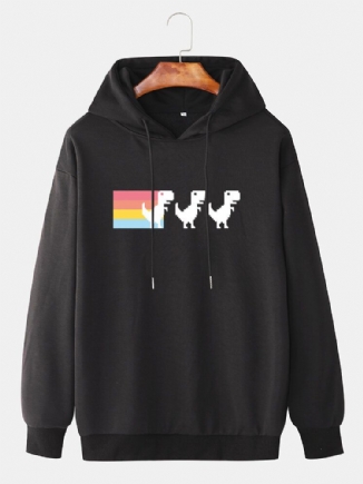 Lässiger Lockerer Hoodie Mit Cartoon-regenbogen-dinosaurier-print Für Herren