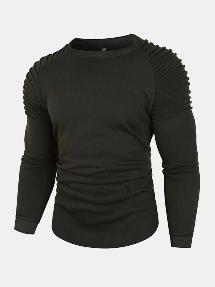 Lässiger Pullover Aus Festem Fleece Mit Rundhalsausschnitt Für Herren