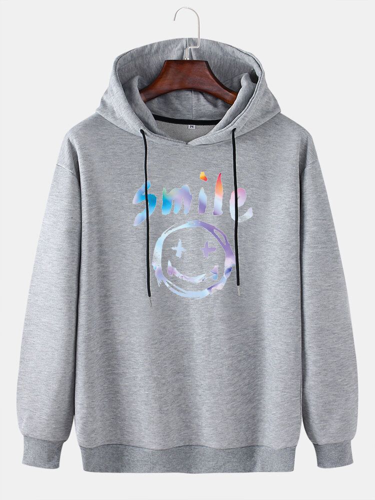 Lässiger Pullover-hoodie Mit Graffiti-lächeln-print Für Herren Mit Kordelzug