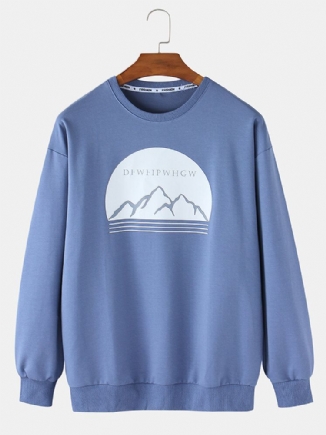 Lässiger Pullover Mit Einfarbigem Berggrafik-print Für Herren