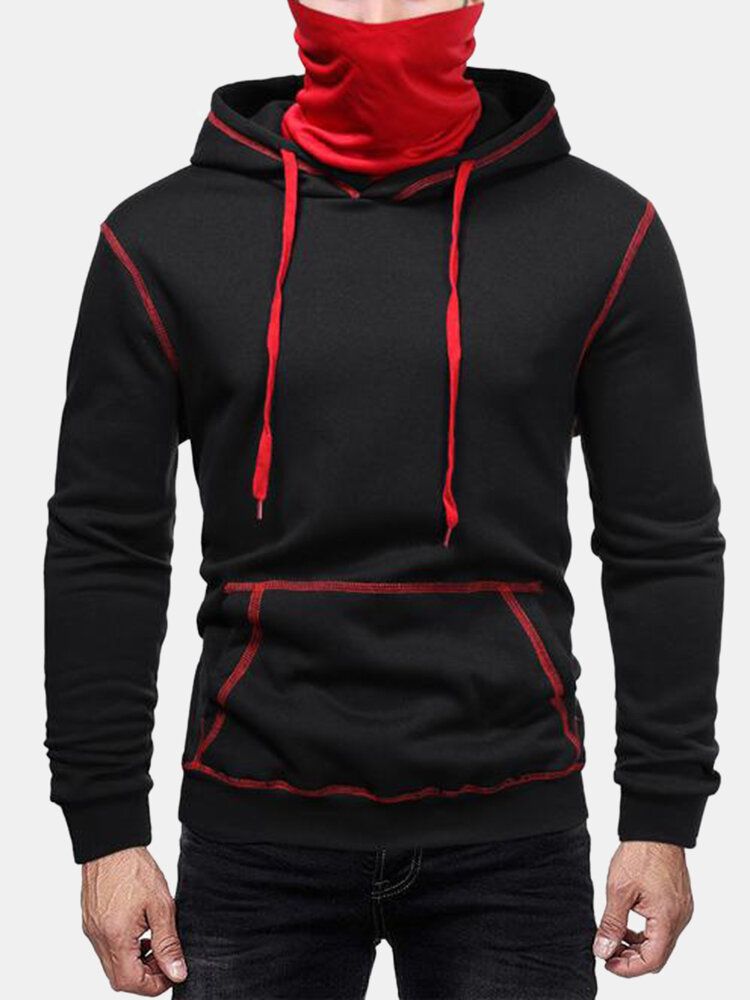 Lässiger Snood-hoodie Mit Kontrastierenden Fallenden Schultern Für Herren Von Innen Nach Außen