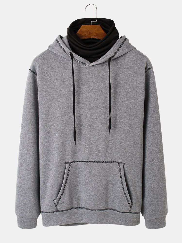 Lässiger Snood-hoodie Mit Kontrastierenden Fallenden Schultern Für Herren Von Innen Nach Außen