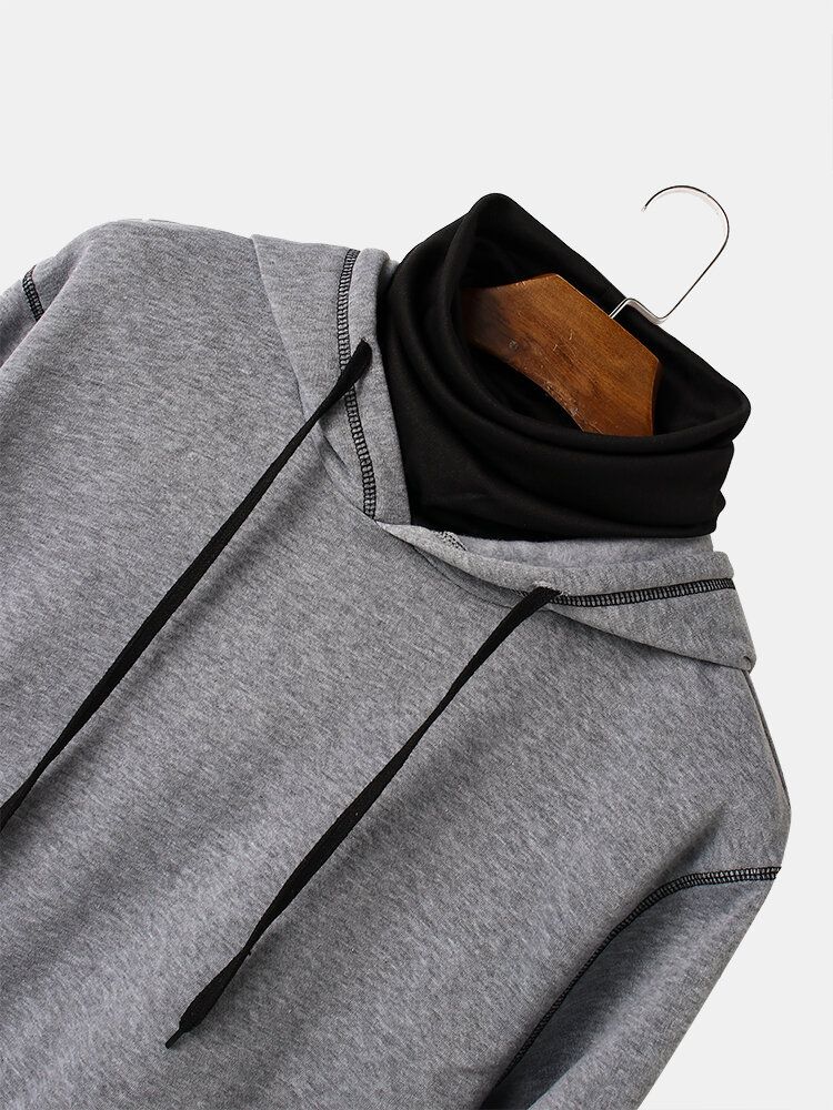 Lässiger Snood-hoodie Mit Kontrastierenden Fallenden Schultern Für Herren Von Innen Nach Außen