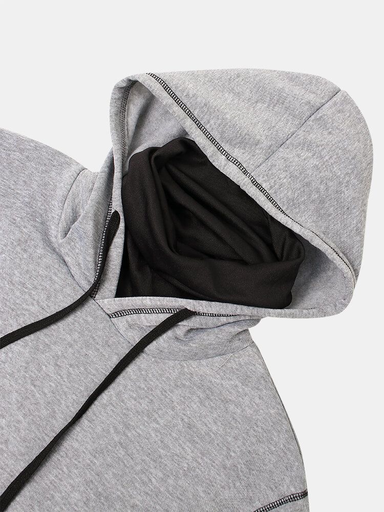 Lässiger Snood-hoodie Mit Kontrastierenden Fallenden Schultern Für Herren Von Innen Nach Außen