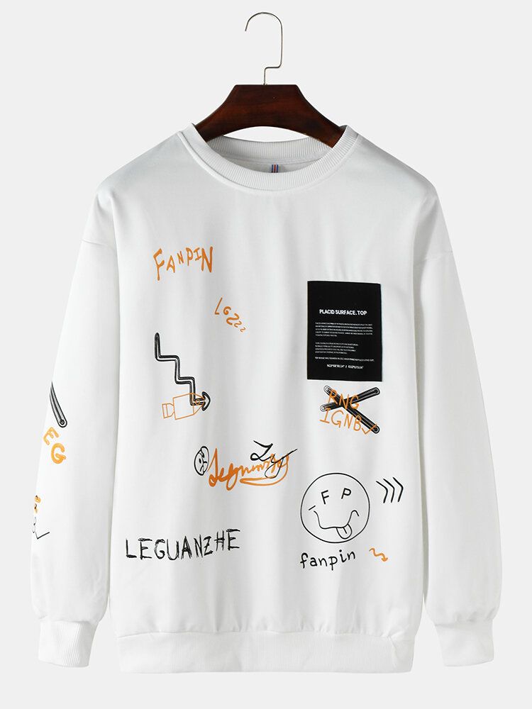 Lässiges Lockeres Sweatshirt Mit O-ausschnitt Und Buchstabendruck Für Herren