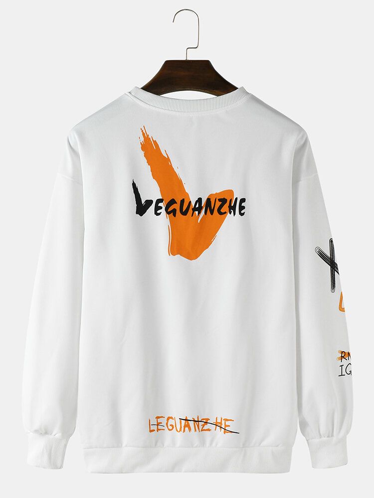 Lässiges Lockeres Sweatshirt Mit O-ausschnitt Und Buchstabendruck Für Herren