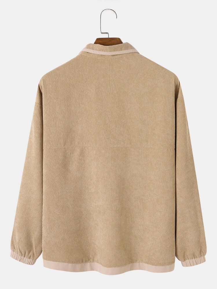 Lässiges Sweatshirt Mit Halbkragen Aus Cord Und Blumenapplikationen Für Herren