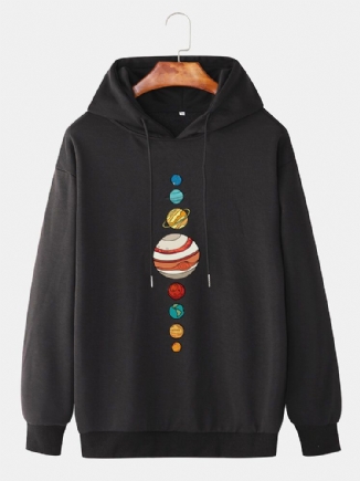 Langärmlige Lässige Hoodies Mit Niedlichem Multi-planet-print Für Herren