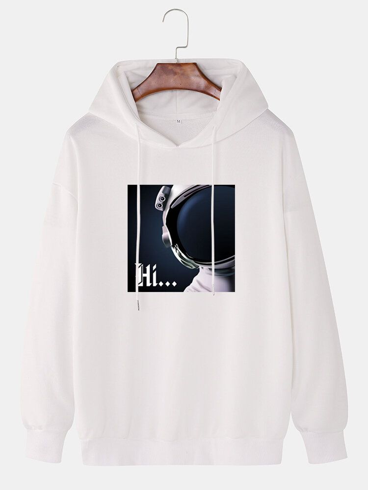 Langärmliger Lässiger Hoodie Mit Fallender Schulter Und Hi-astronaut-aufdruck Für Herren