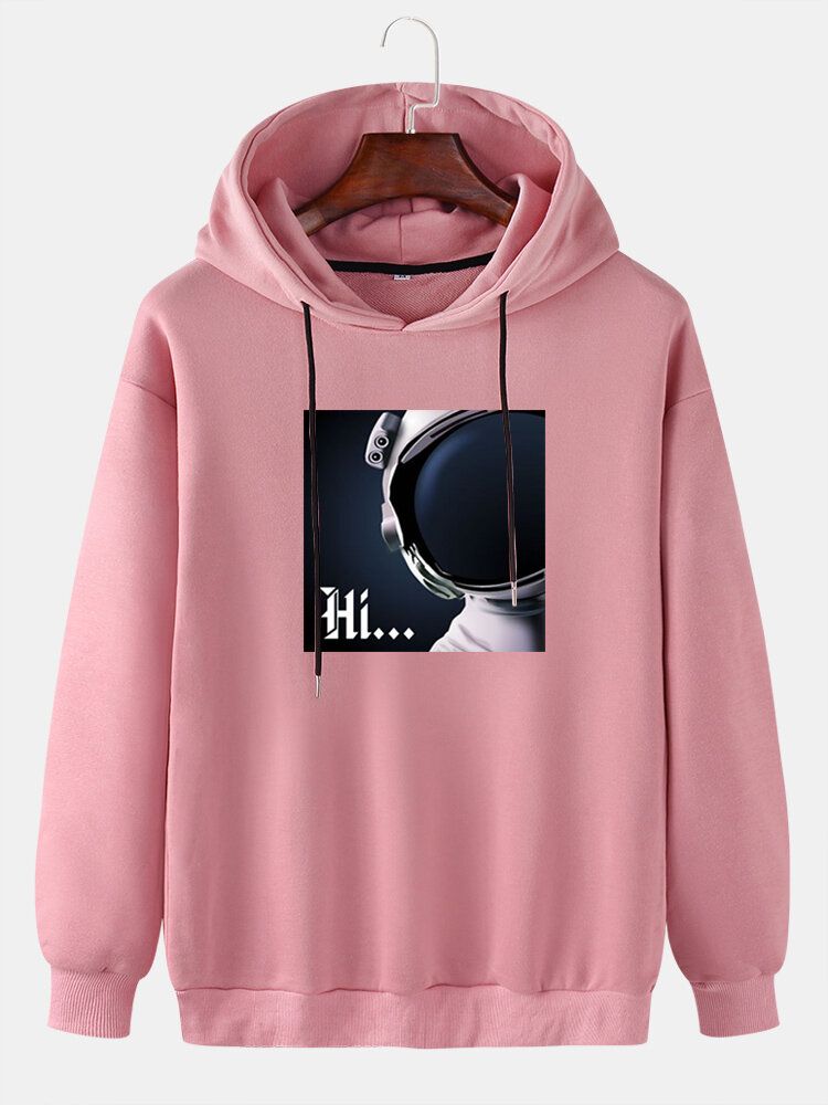 Langärmliger Lässiger Hoodie Mit Fallender Schulter Und Hi-astronaut-aufdruck Für Herren