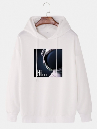 Langärmliger Lässiger Hoodie Mit Fallender Schulter Und Hi-astronaut-aufdruck Für Herren