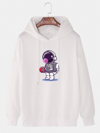 Langarm-hoodies Mit Fallender Schulter Und Cartoon-astronauten-aufdruck Für Herren