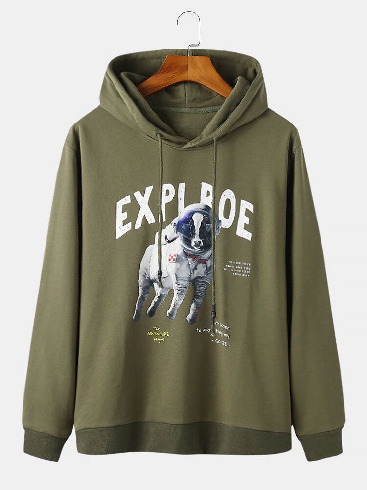 Langarm-hoodies Mit Funny Space Dog Explore-print Für Herren