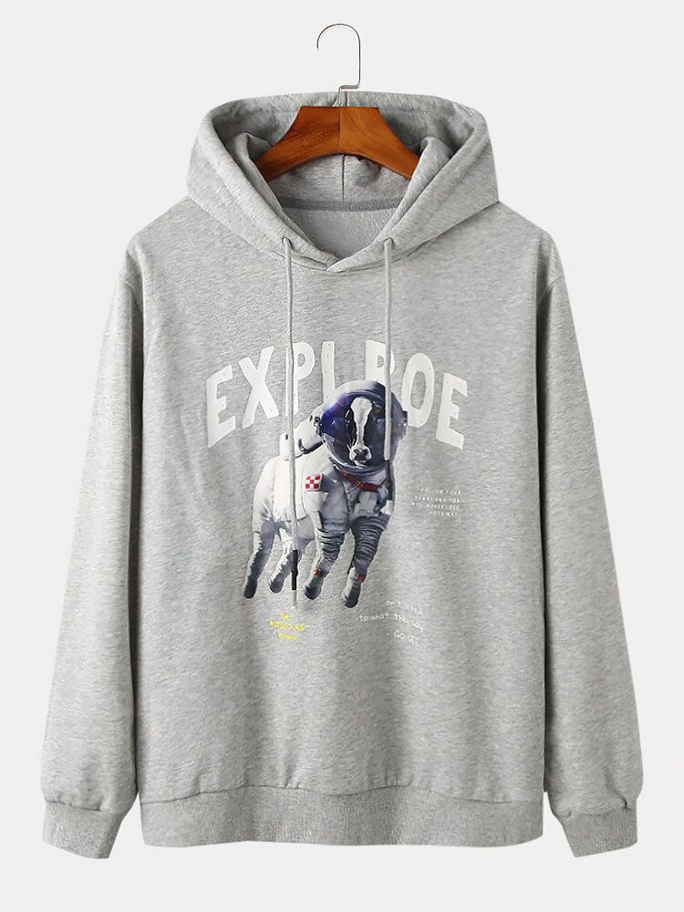 Langarm-hoodies Mit Funny Space Dog Explore-print Für Herren