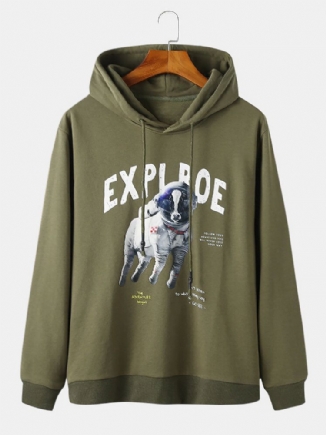 Langarm-hoodies Mit Funny Space Dog Explore-print Für Herren