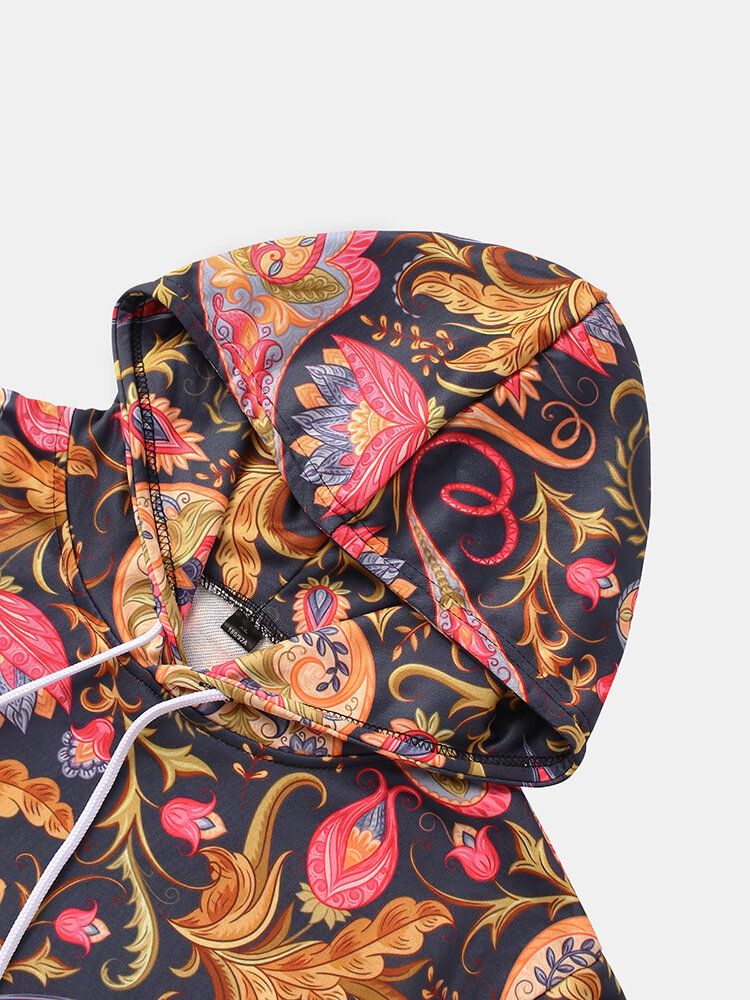 Langarm-hoodies Mit Paisley-print Für Herren Mit Kängurutasche