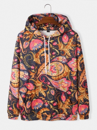 Langarm-hoodies Mit Paisley-print Für Herren Mit Kängurutasche