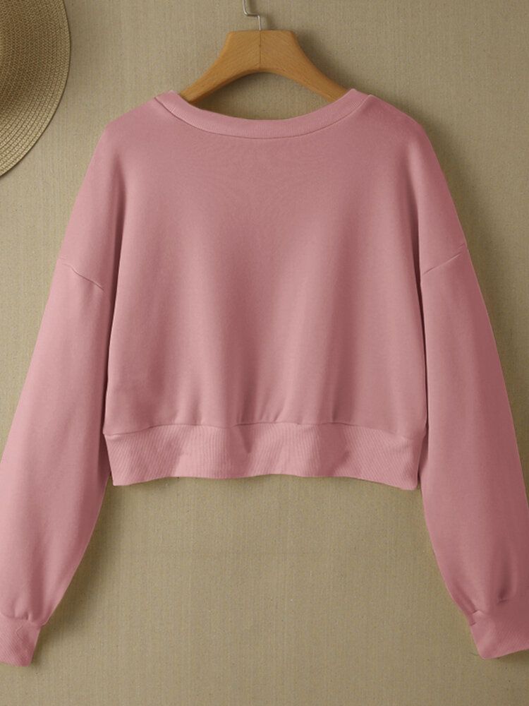 Langarm-pullover Mit Rundhalsausschnitt Und Schmalem Saum Für Damen