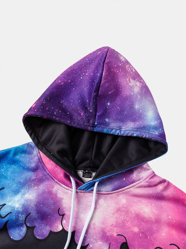 Langarm-street-hoodies Mit Sternenhimmel-skelett-print Für Herren