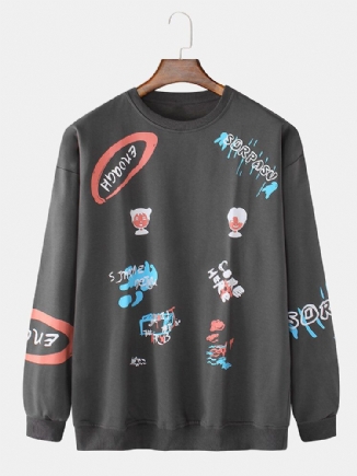 Langarm-sweatshirts Mit Rundhalsausschnitt Und Lustigem Cartoon-graffiti-druck Für Herren