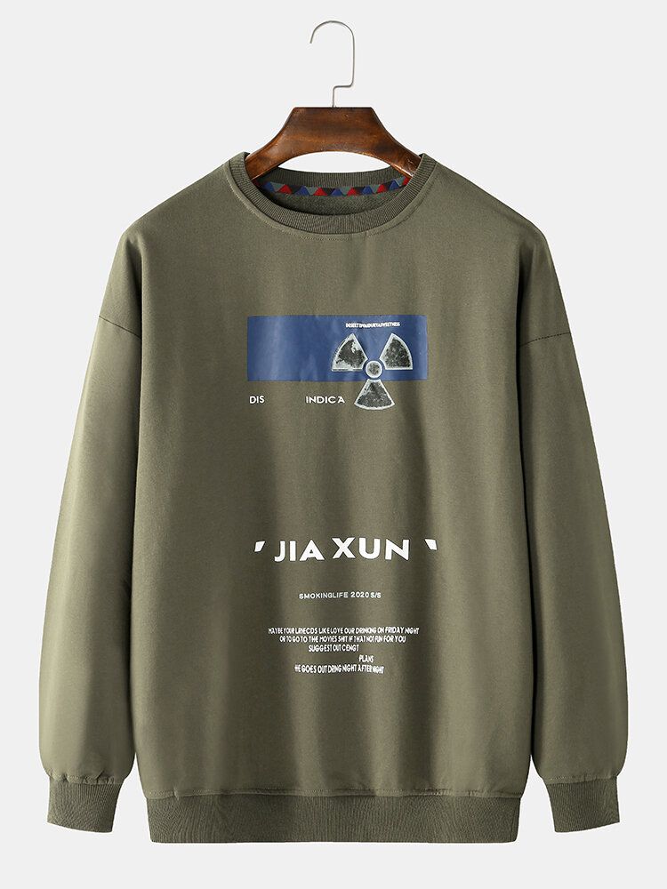 Langarm-sweatshirts Mit Rundhalsausschnitt Und Slogan-print Für Herren