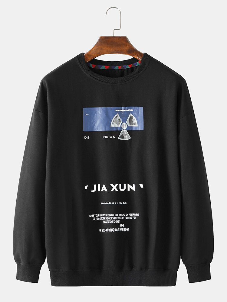 Langarm-sweatshirts Mit Rundhalsausschnitt Und Slogan-print Für Herren