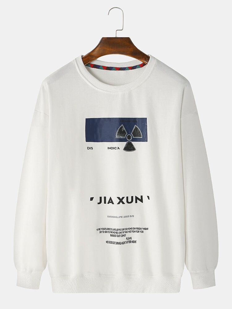 Langarm-sweatshirts Mit Rundhalsausschnitt Und Slogan-print Für Herren