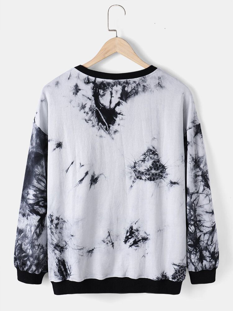 Lockerer Lässiger Rundhals-pullover Mit Tie-dye-print Für Herren