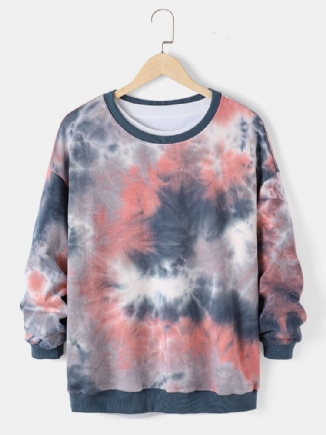 Lockerer Lässiger Rundhals-pullover Mit Tie-dye-print Für Herren