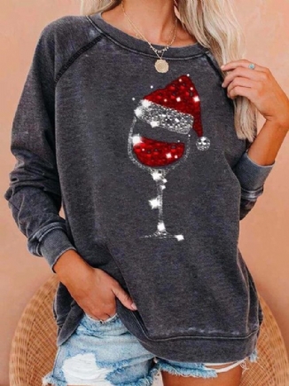 Lose Pullover-sweatshirts Mit Raglanärmeln Und O-ausschnitt Für Damen Mit Weihnachtsmotiv