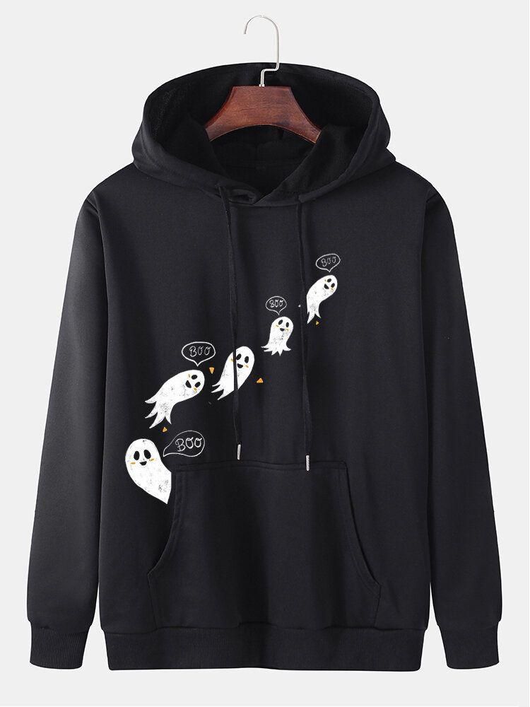 Lustige Hoodies Mit Kordelzug Und Kängurutasche Für Herren Mit Cartoon-geister-aufdruck