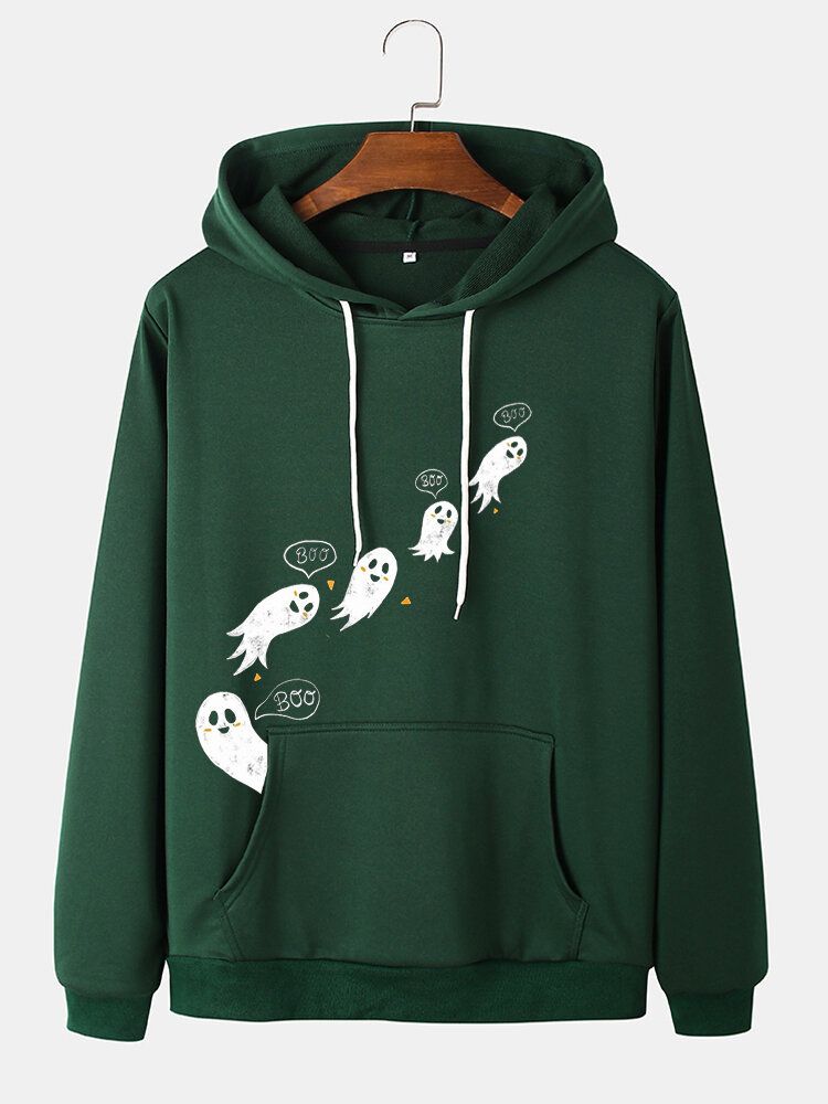 Lustige Hoodies Mit Kordelzug Und Kängurutasche Für Herren Mit Cartoon-geister-aufdruck