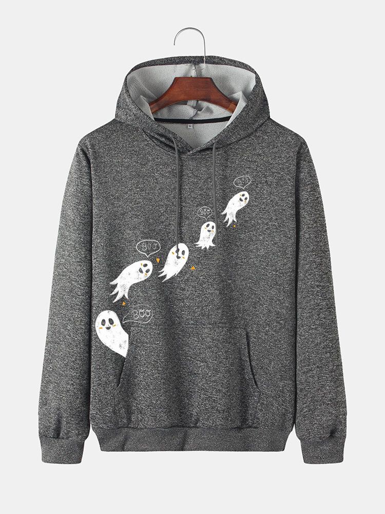 Lustige Hoodies Mit Kordelzug Und Kängurutasche Für Herren Mit Cartoon-geister-aufdruck