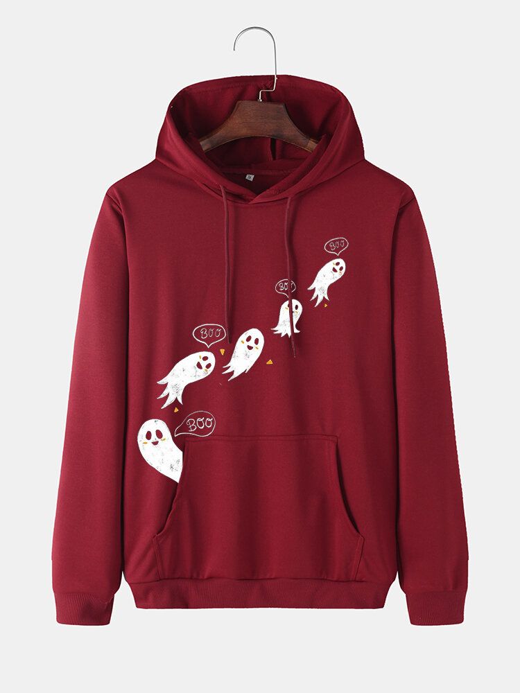 Lustige Hoodies Mit Kordelzug Und Kängurutasche Für Herren Mit Cartoon-geister-aufdruck