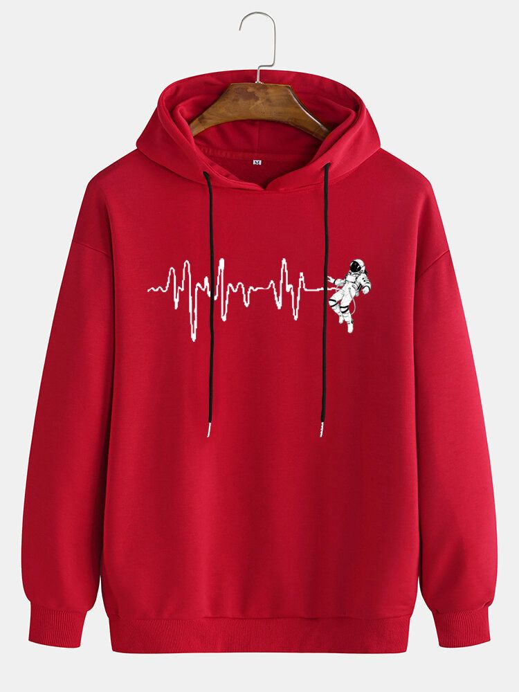 Männer Design Astronaut Print Drop Shoulder Hoodies