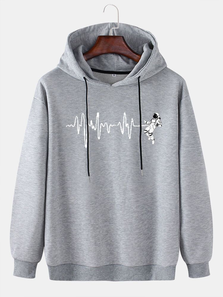 Männer Design Astronaut Print Drop Shoulder Hoodies