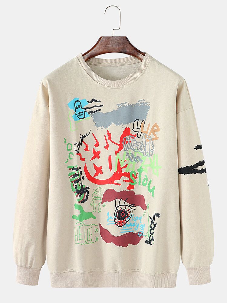 Männer-sweatshirt Mit Graffiti-print Und Rundhalsausschnitt Aus Baumwolle Mit Fallender Schulter