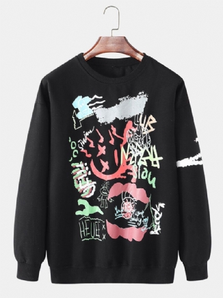 Männer-sweatshirt Mit Graffiti-print Und Rundhalsausschnitt Aus Baumwolle Mit Fallender Schulter