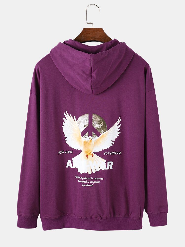 Peace Dove Anti-kriegs-rückendruck Mit Kordelzug Beiläufige Hoodies Für Herren