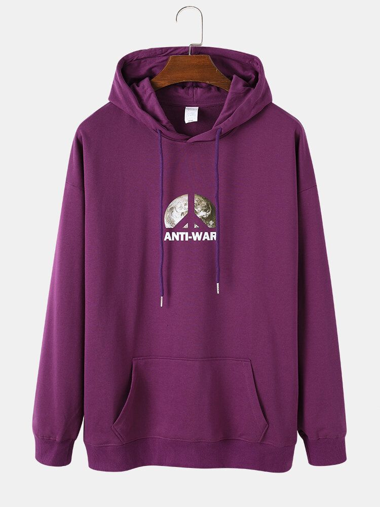 Peace Dove Anti-kriegs-rückendruck Mit Kordelzug Beiläufige Hoodies Für Herren