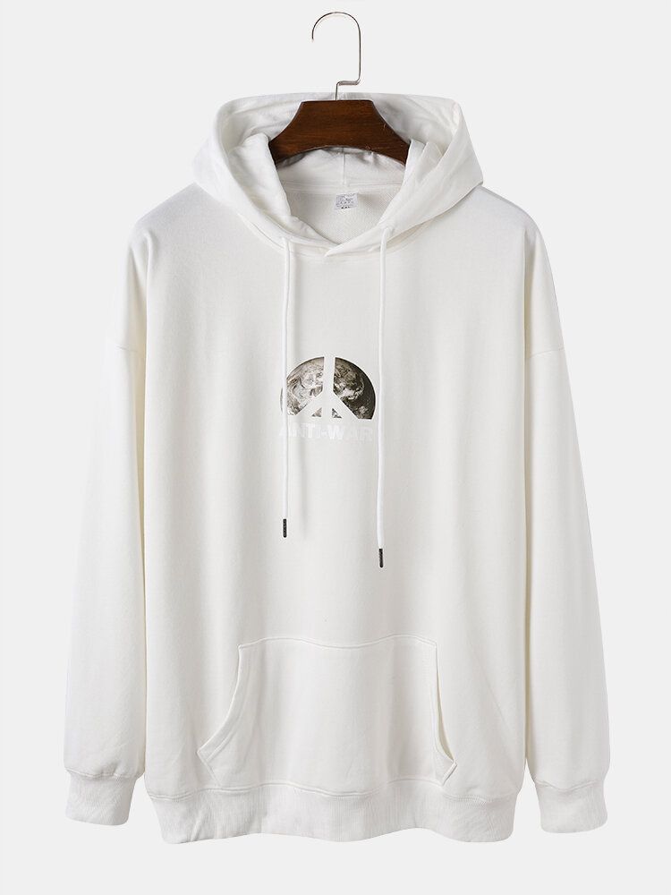 Peace Dove Anti-kriegs-rückendruck Mit Kordelzug Beiläufige Hoodies Für Herren