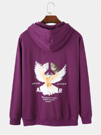 Peace Dove Anti-kriegs-rückendruck Mit Kordelzug Beiläufige Hoodies Für Herren