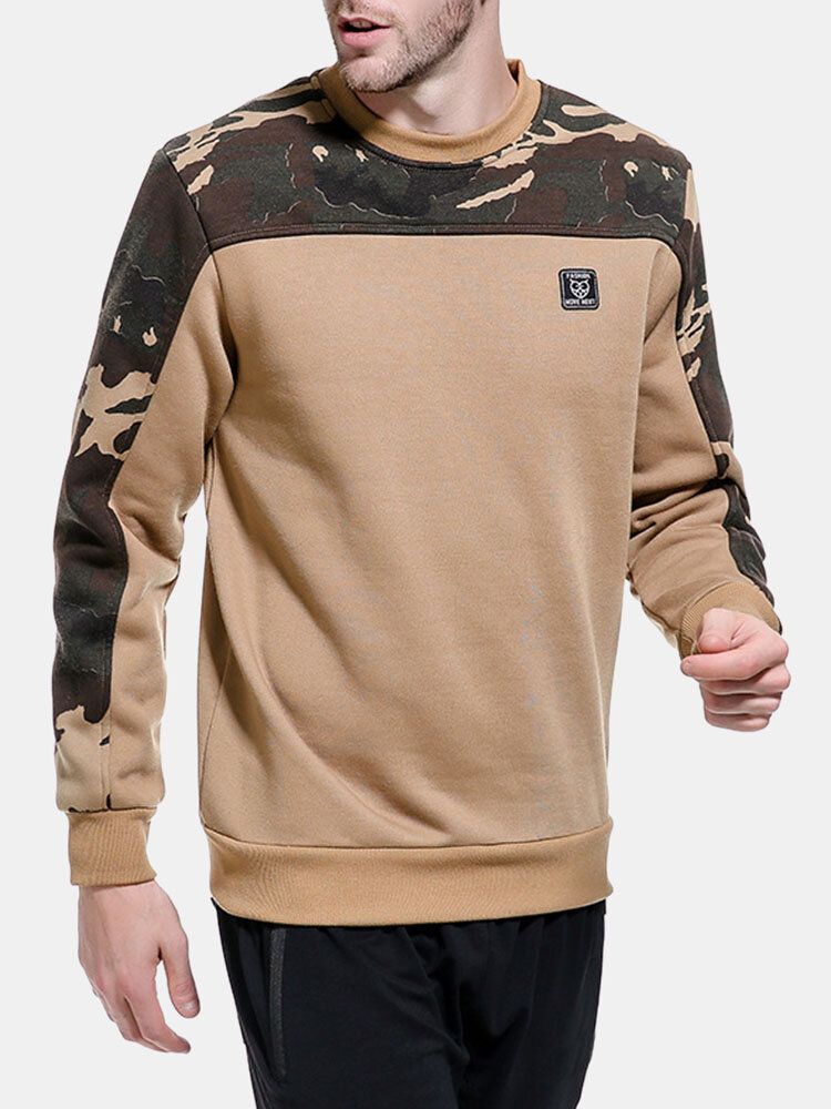 Pullover Mit Patchwork-applikationen Und Bodycorn-saum Für Herren Mit Camo-print