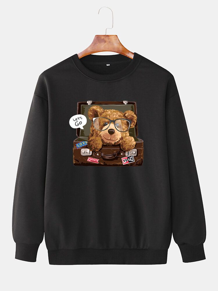 Rundhals-sweatshirt Mit Cartoon-bären-print Für Herren