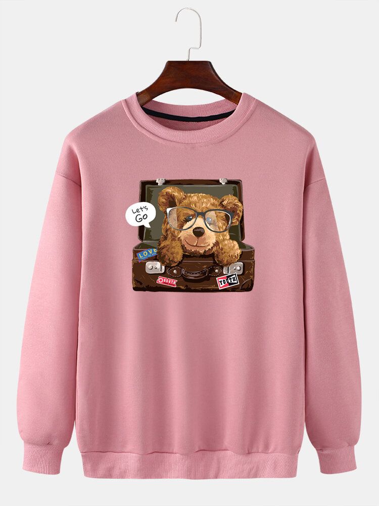 Rundhals-sweatshirt Mit Cartoon-bären-print Für Herren