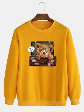 Rundhals-sweatshirt Mit Cartoon-bären-print Für Herren