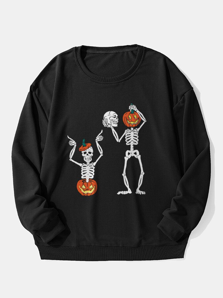 Rundhals-sweatshirt Mit Halloween-kürbisschädel Für Herren