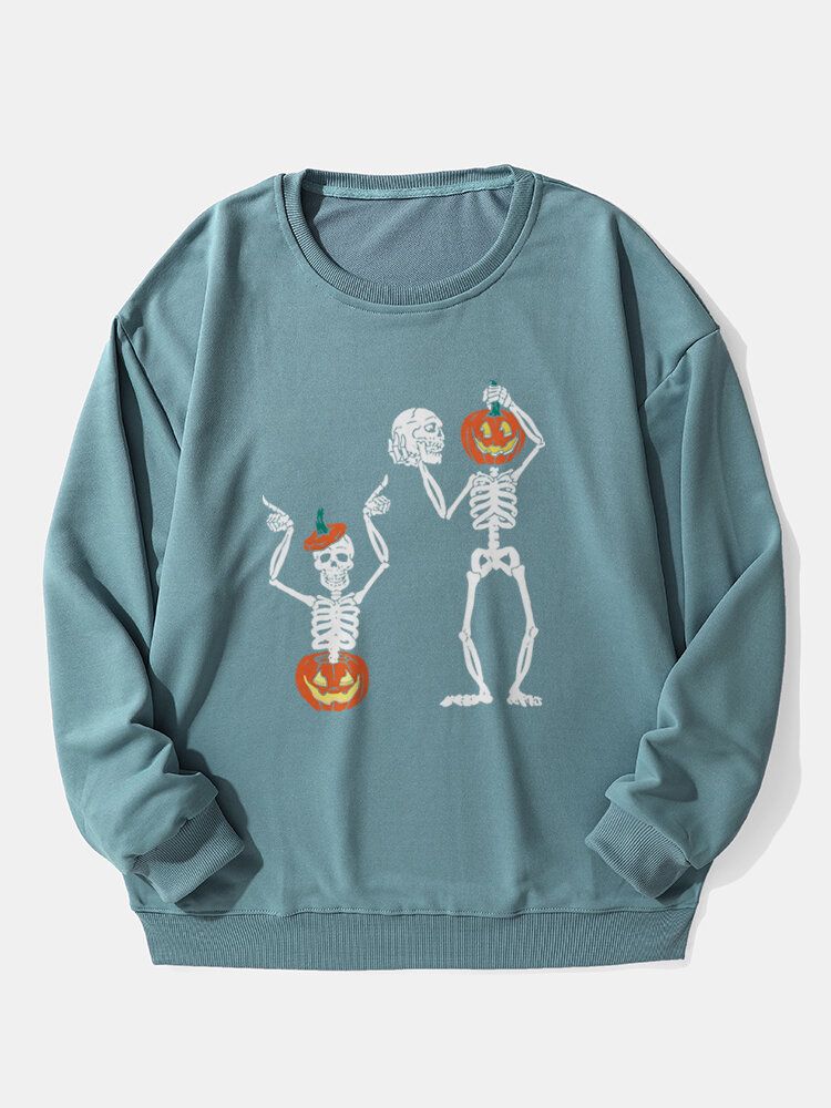 Rundhals-sweatshirt Mit Halloween-kürbisschädel Für Herren